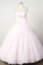 Sweet Ball Gown Strapless Floor-length Light Pink Organza Beading Quinceanera dress Style FA-L-047