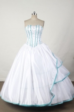 Sweet Ball Gown Strapless Floor-length White Taffeta Beading Quinceanera dress Style FA-L-064