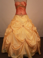 Sweet Ball Gown Sweetheart Neck Floor-Length Yellow Beading Quinceanera Dresses Style FA-S-223