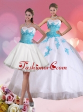 2015 Detachable Beaded Sweetheart Quinceanera Dress in White and Blue QDML059TZFOR