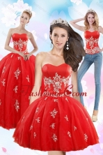 2015 Detachable Exquisite Strapless Red Quince Dresses With Appliques XFNAOA38TZA1FOR