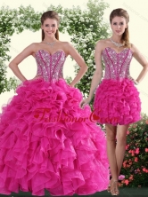2015 Detachable Sweetheart Hot Pink Sweet 16 Dresses with Beading and Ruffles LFY091906TZFOR