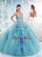 Aquamarine Puffy Skirt Detachable Quinceanera Dresses with Beading and Ruffles SJQDDT537002FOR