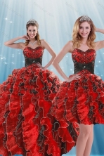Beautiful Detachable Multi Color Beading and Ruffles Quince Dresses for 2015 XFNAOA32TZFOR