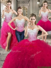 Best Really Puffy Red Detachable Quinceanera Dresses with Beading and Ruffles YYPJ020CX004FOR