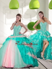 Delicate Beading and Ruffled Layers Quinceanera Gowns in Multi Color for 2015 QDDTA40001FOR
