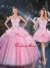 Detachable Ball Gown Sweetheart Beading Pink Quinceanera Gowns QDDTA85001FOR