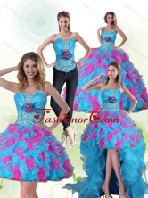 Detachable Beautiful Strapless Appliques and Ruffles Multi Color Quinceanera Dress QDZY464TZA2FOR       