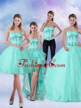 Detachable Pretty Apple Green Sweetheart 2015 Quinceanera Dress with Appliques and Beading QDZY590TZA2FOR