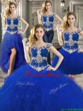 Gorgeous Off the Shoulder Royal Blue Detachable Quinceanera Dresses with Beading and Ruffles YYPJ027CX004FOR