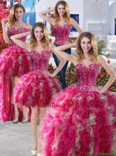 Perfect Big Puffy Organza Detachable Quinceanera Dresses with Beading and Ruffles YYPJ002CX004FOR