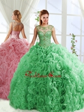 See Through Beaded Scoop Detachable Quinceanera Dresses with Rolling FlowerSJQDDT559002FOR