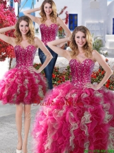 Visible Boning Beaded Bodice and Ruffled Detachable Quinceanera Dresses in Hot Pink and Champagne YYPJ002CX003FOR