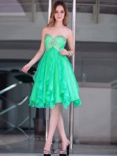 Beauteous Organza Sweetheart Sleeveless Zipper Beading Dress for Prom in Green