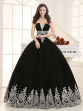 Suitable Black Lace Up Quinceanera Dresses Beading and Appliques Sleeveless Floor Length