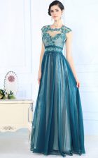 Low Price Scoop Teal Sleeveless Chiffon Zipper Homecoming Dress for Prom and Party