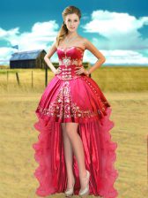 Luxurious Organza and Taffeta Sweetheart Sleeveless Lace Up Beading and Appliques Homecoming Dress in Hot Pink
