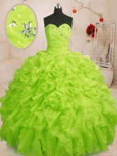  Floor Length Yellow Green Quinceanera Gowns Sweetheart Sleeveless Lace Up