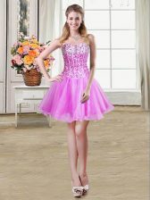 Inexpensive Organza Sleeveless Mini Length Dress for Prom and Sequins