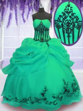  Floor Length Ball Gowns Sleeveless Green 15th Birthday Dress Lace Up
