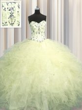 Graceful Visible Boning Sleeveless Beading and Appliques and Ruffles Lace Up 15th Birthday Dress