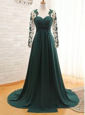  With Train Zipper Prom Party Dress Teal for Prom and Party with Lace