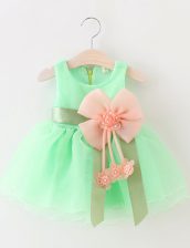 Smart Scoop Sleeveless Zipper Flower Girl Dresses Apple Green Organza