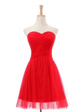 Custom Fit Red Sleeveless Tulle Zipper Prom Dress for Party