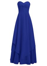  Royal Blue Sleeveless Ruffles Floor Length Dress for Prom