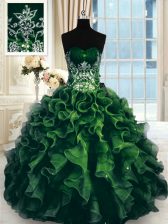  Floor Length Multi-color Quinceanera Gowns Organza Sleeveless Beading and Ruffles