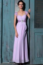  Lavender Zipper Sweetheart Beading Evening Dress Organza Sleeveless