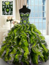 Cheap Multi-color Sweetheart Neckline Beading and Ruffles Quinceanera Gowns Sleeveless Lace Up