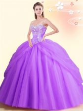 Fine Lilac Sweetheart Lace Up Beading 15th Birthday Dress Sleeveless
