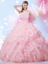 Beauteous Sleeveless Beading and Ruffles and Pick Ups Lace Up Quinceanera Gowns