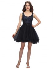 Flirting Mini Length A-line Sleeveless Black Prom Party Dress Criss Cross