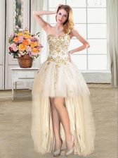 Sumptuous Sweetheart Sleeveless Lace Up Prom Evening Gown Champagne Tulle