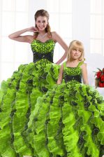  Floor Length Olive Green 15th Birthday Dress Sweetheart Sleeveless Lace Up