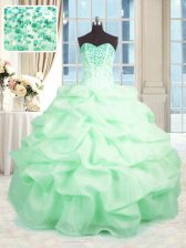  Apple Green Quinceanera Dresses Military Ball and Sweet 16 and Quinceanera with Beading and Ruffles Sweetheart Sleeveless Lace Up