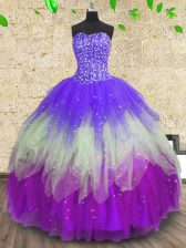  Tulle Sleeveless Floor Length Quinceanera Dresses and Sequins