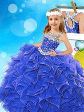 New Style Straps Sleeveless Organza Flower Girl Dresses for Less Beading and Ruffles Criss Cross