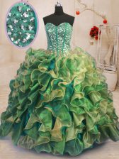  Multi-color Sleeveless Beading and Ruffles Floor Length Quinceanera Gowns