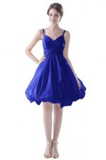  Beading Dress for Prom Royal Blue Zipper Sleeveless Knee Length