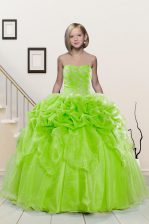 Noble Pick Ups Floor Length Ball Gowns Sleeveless Yellow Green Girls Pageant Dresses Lace Up