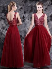 Custom Designed Sleeveless Side Zipper Floor Length Beading Prom Party Dress