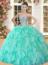 Floor Length Apple Green Quinceanera Gowns Sweetheart Sleeveless Lace Up