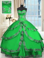 Beading and Embroidery and Ruffled Layers Quinceanera Dress Green Lace Up Sleeveless Floor Length