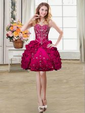 Customized Pick Ups Mini Length Ball Gowns Sleeveless Fuchsia Lace Up