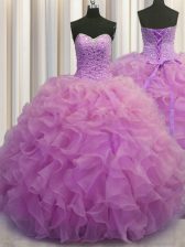  Floor Length Ball Gowns Sleeveless Lilac Sweet 16 Dress Lace Up