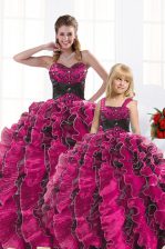 Traditional Floor Length Hot Pink Vestidos de Quinceanera Sweetheart Sleeveless Lace Up