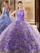  Multi-color Scoop Neckline Beading Ball Gown Prom Dress Sleeveless Lace Up